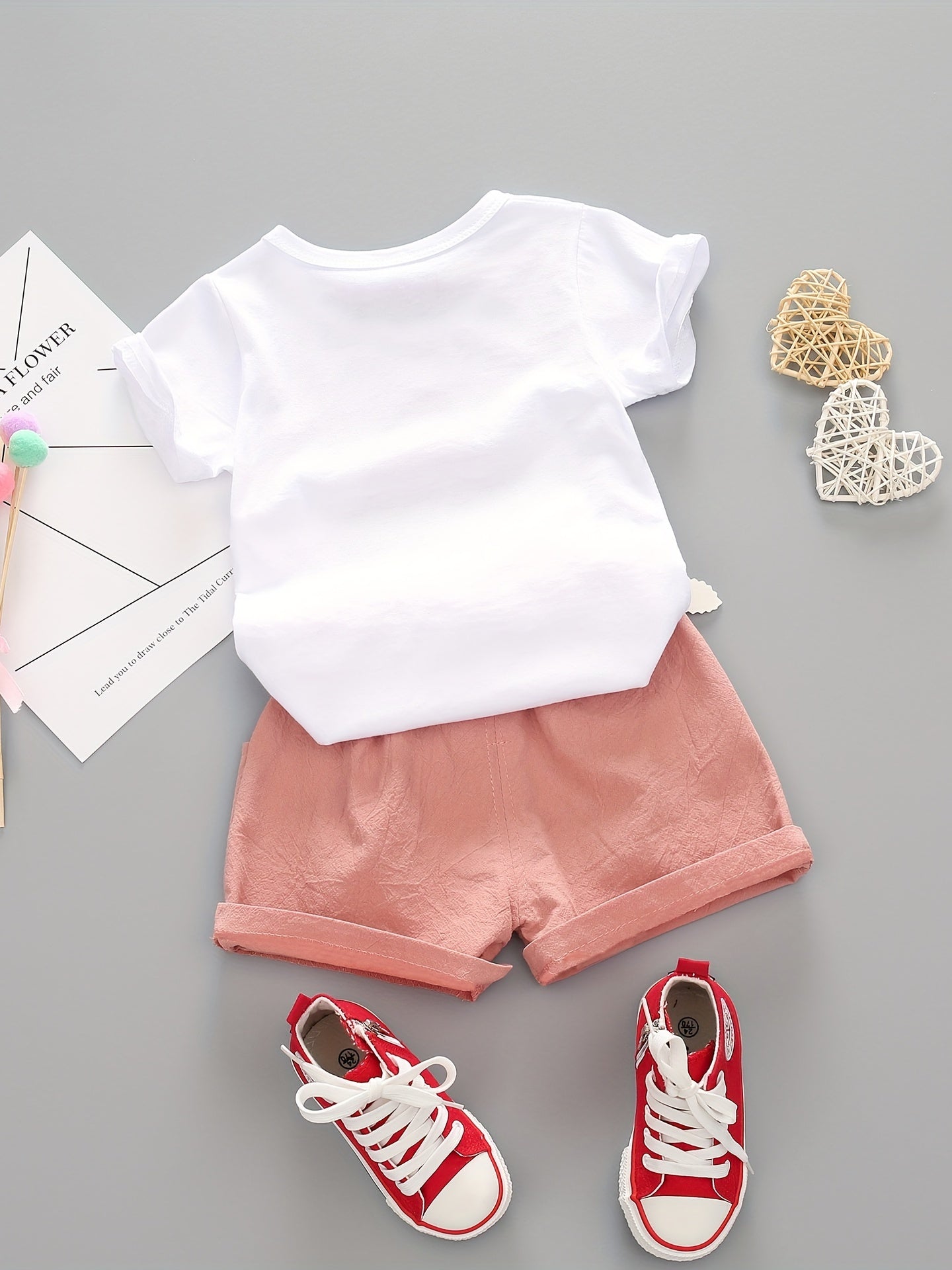 Adorable Watermelon Print Girls' Summer Short-Sleeve T-Shirt and Shorts Set