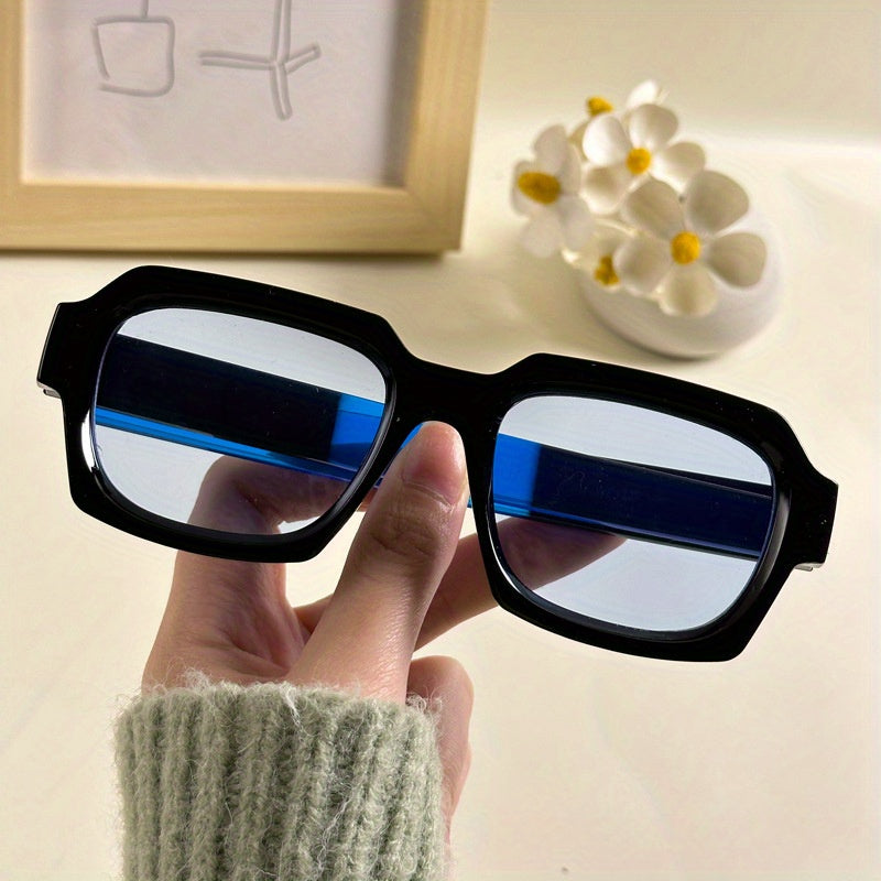 Stylish Unisex Square Sunglasses with Contrast Stitching, Fashionable Eyewear for Men and Women