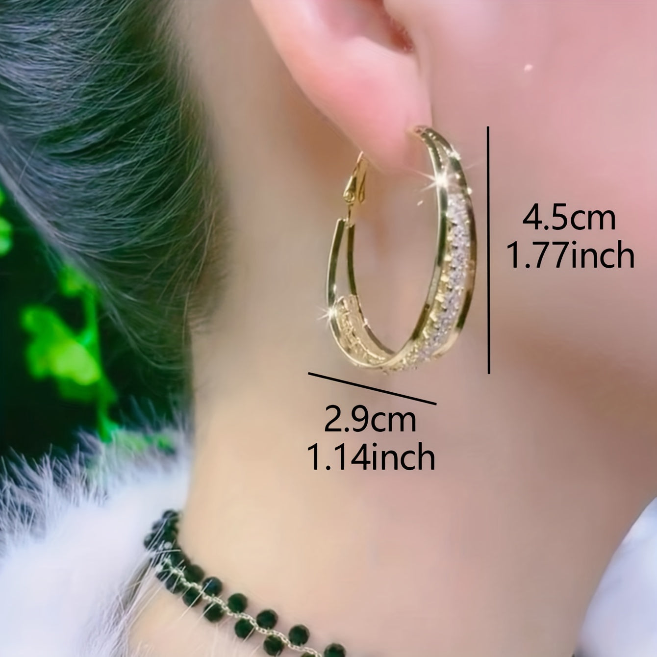 Elegant Retro Hoop Earrings with Shiny Rhinestone Decoration