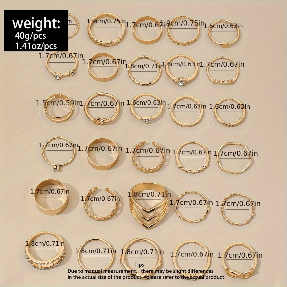 Elegant Stacking Rings Set - 30pcs