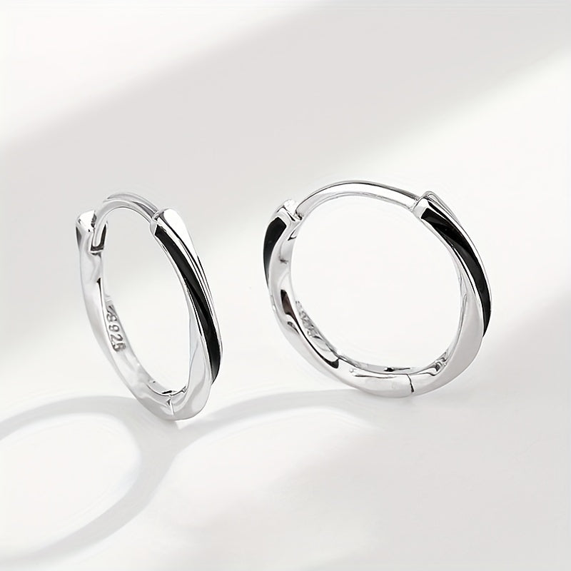 925 Sterling Silver Hypoallergenic Hoop Earrings - Mobius Design, Simple and Elegant Style
