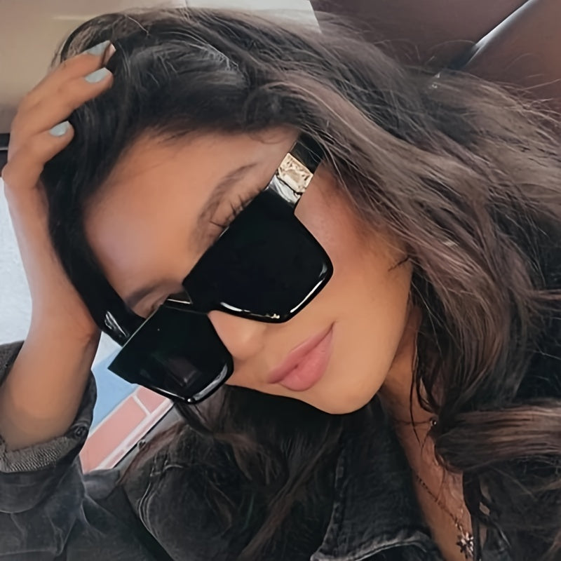 Oversized Sunglasses, Hip-Hop Party Shades, Fashionable Street Snap Accessory, UV Protection Eyewear, Unisex Retro Square