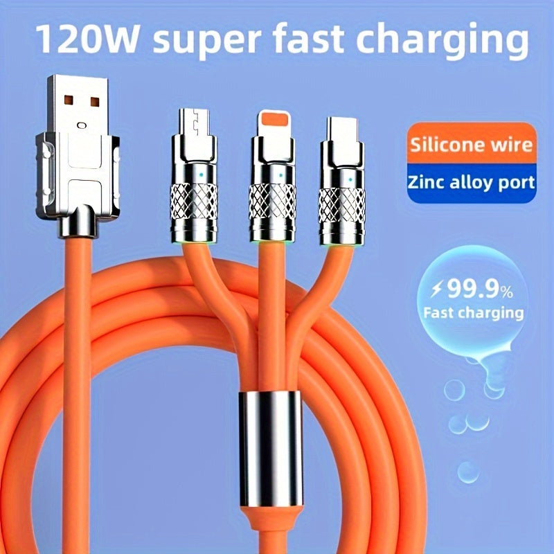 Multi-Charging Cable - 3-In-1 Ultra-Fast Charging Cable for iPhone, Samsung, Xiaomi, and More
