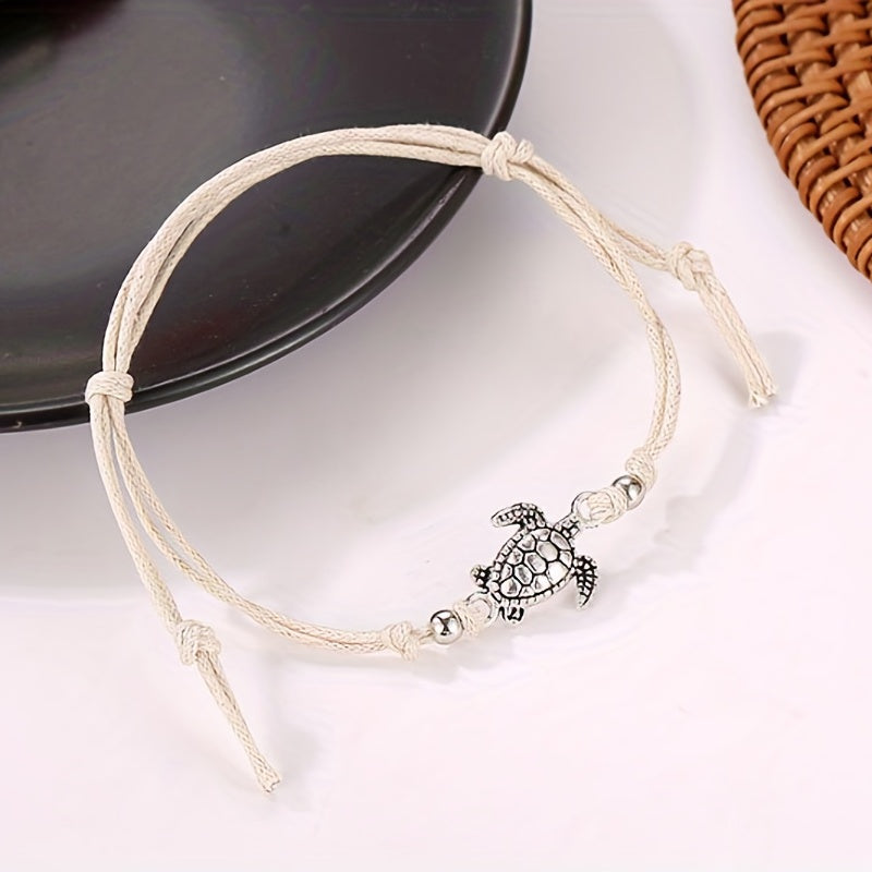 Handmade Braided Vintage Hemp Rope Sea Turtle Anklet