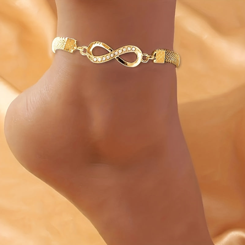 Elegant Zircon Anklet - Shiny Zinc Alloy Ankle Bracelet