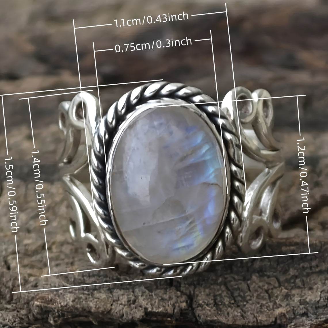 Vintage Moonstone Inlaid Ring