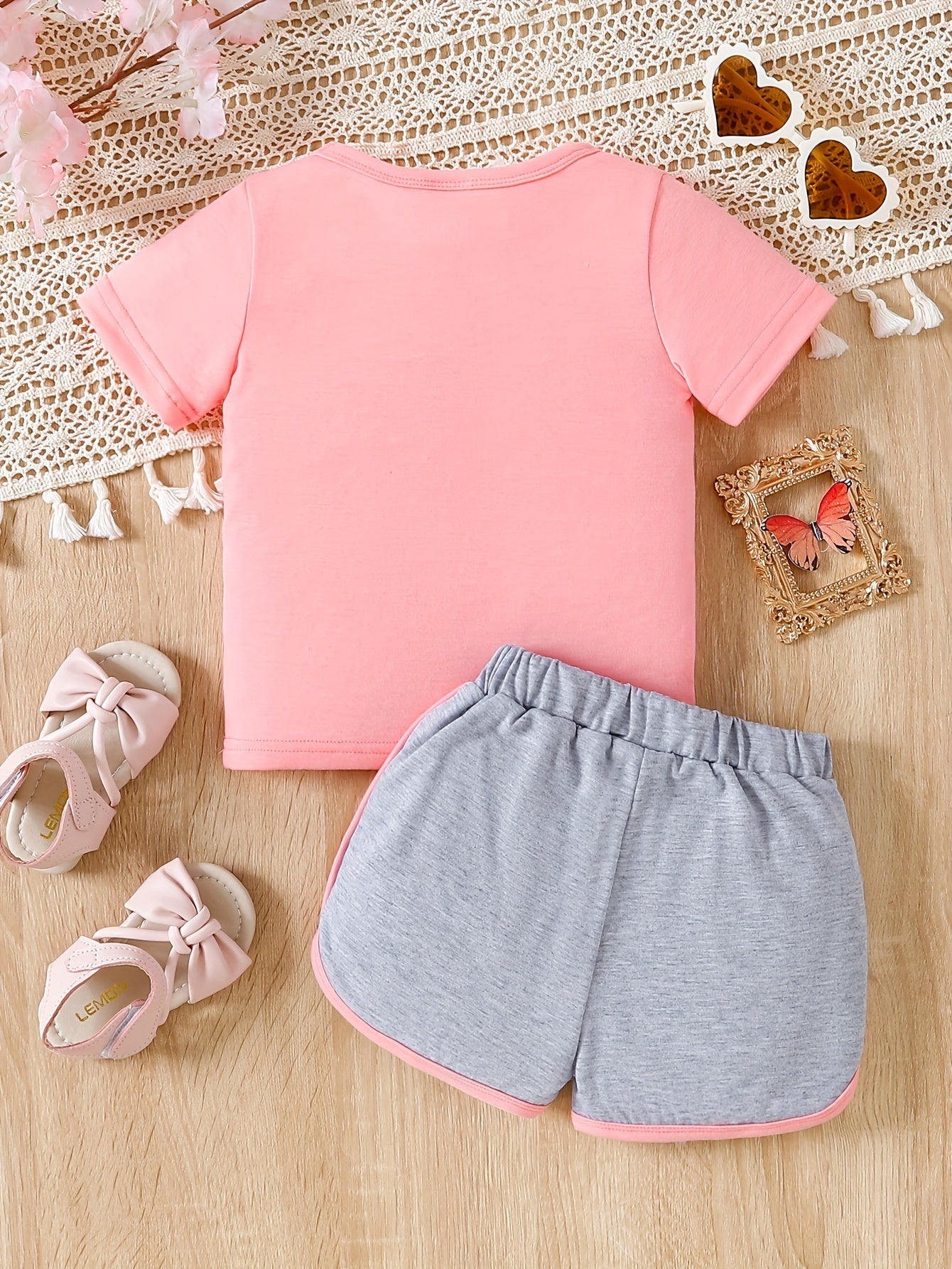 2pc -Baby Girls Butterfly T-shirt and Shorts Set
