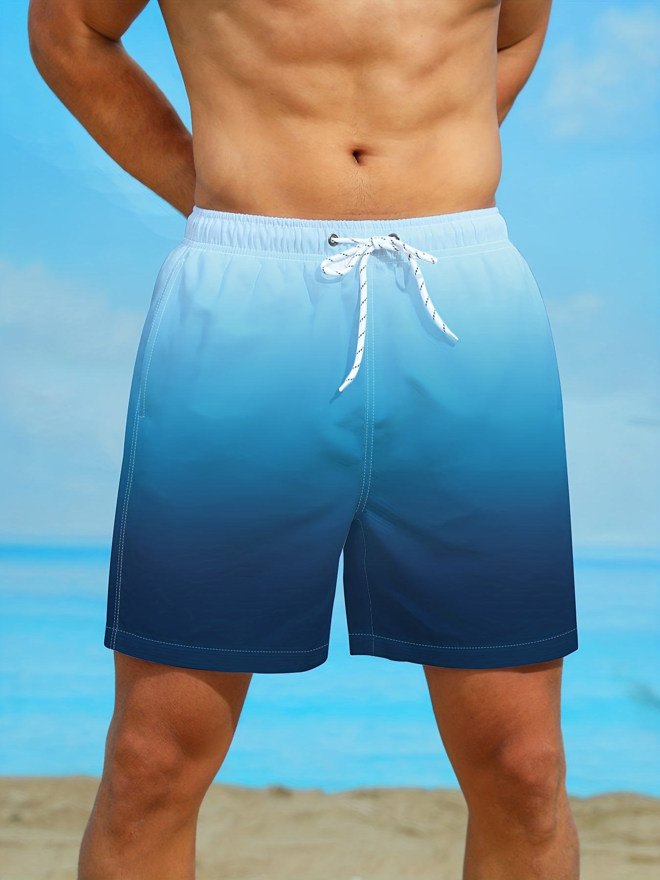 Quick-drying Drawstring Men's Swim Trunks