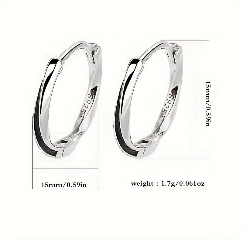 925 Sterling Silver Hypoallergenic Hoop Earrings - Mobius Design, Simple and Elegant Style
