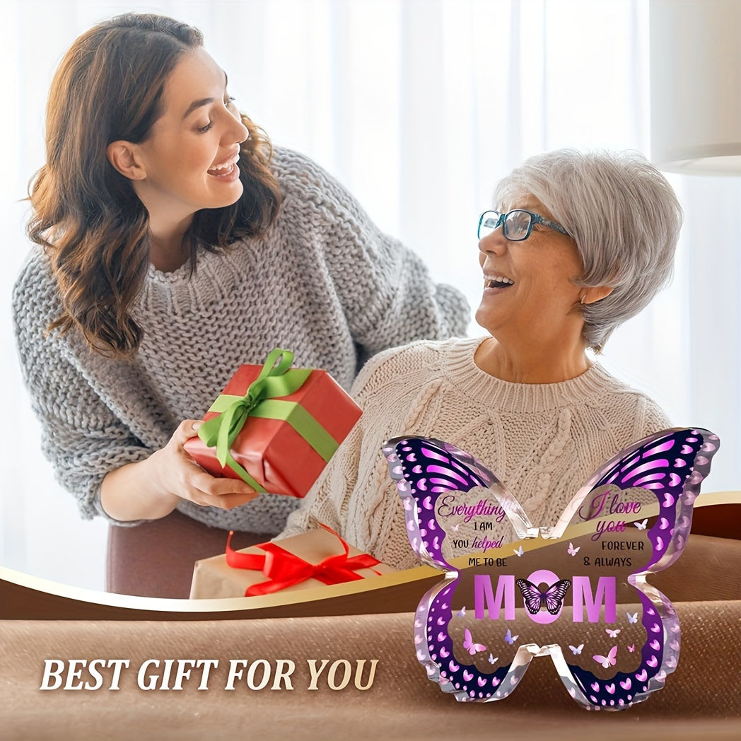 Unique Butterfly-Shaped Acrylic Plaque - Perfect Gift for Mom