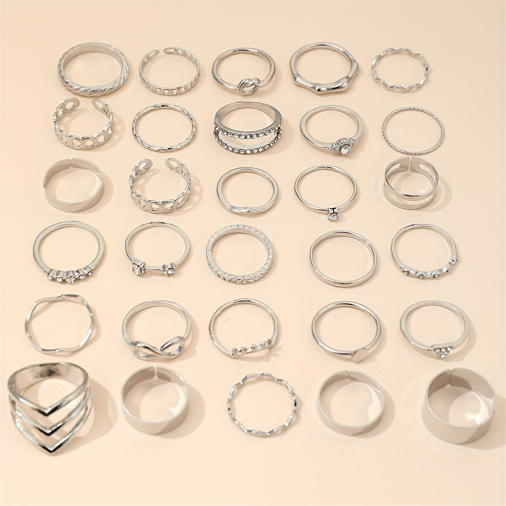 Elegant Stacking Rings Set - 30pcs