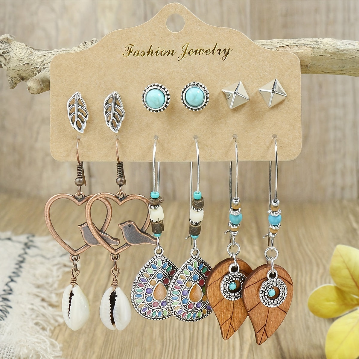 24 Pairs/Set Bohemian Style Earrings with Turquoise Inlay