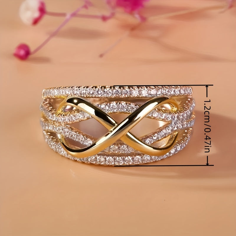 Mother & Daughter Ring Infinity Design Paved Shining Zirconia