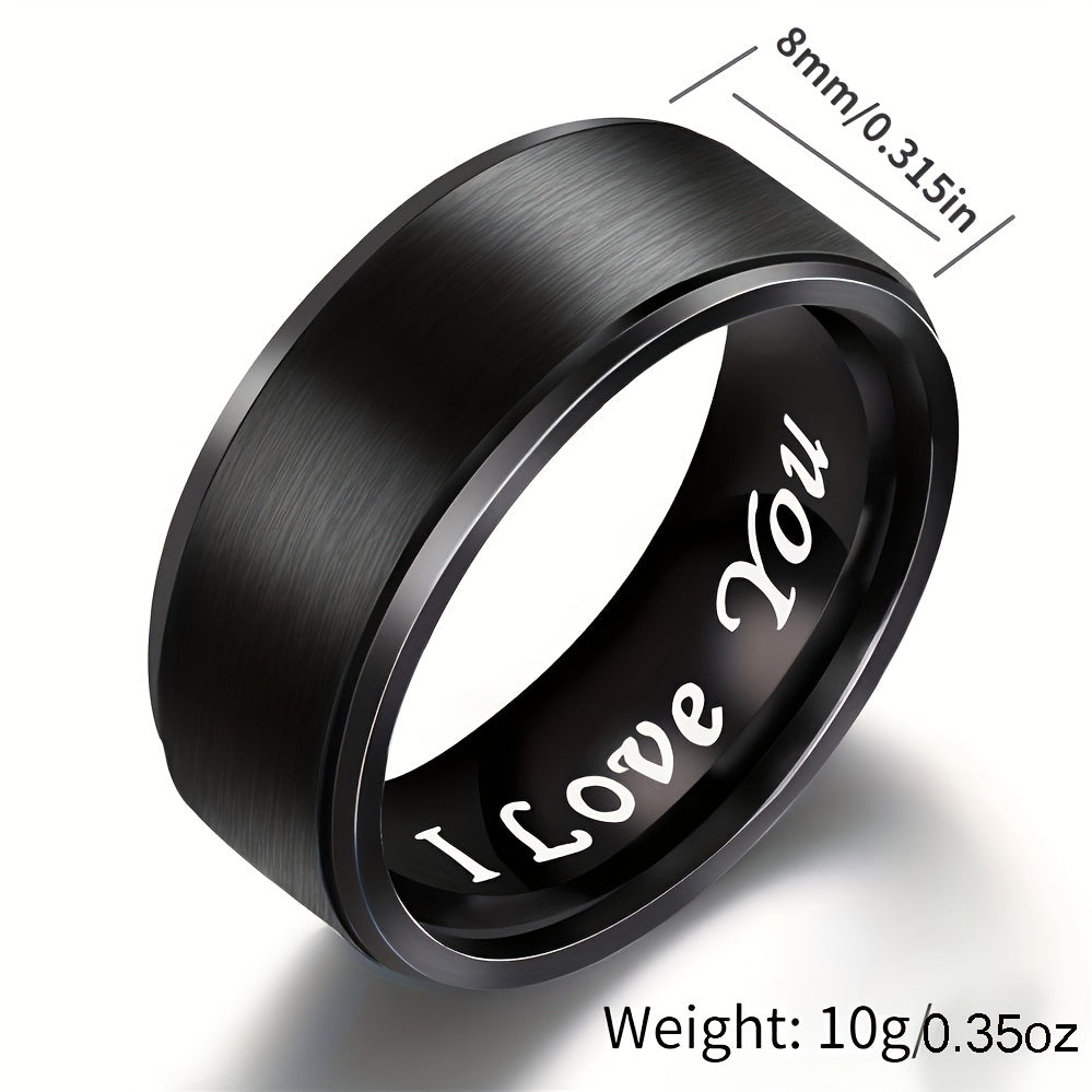 Men's Titanium Steel "I Love You" Ring