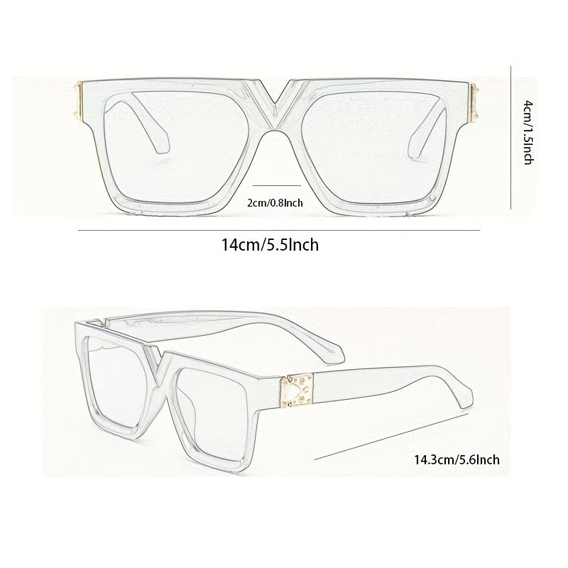 Oversized Sunglasses, Hip-Hop Party Shades, Fashionable Street Snap Accessory, UV Protection Eyewear, Unisex Retro Square