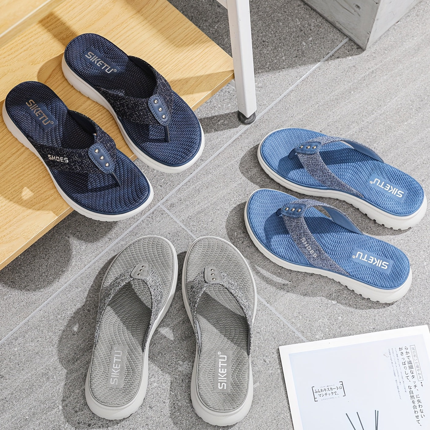 Women's Wedge Flip Flops - Comfortable Slip-On Shoes for Casual Summer Wear