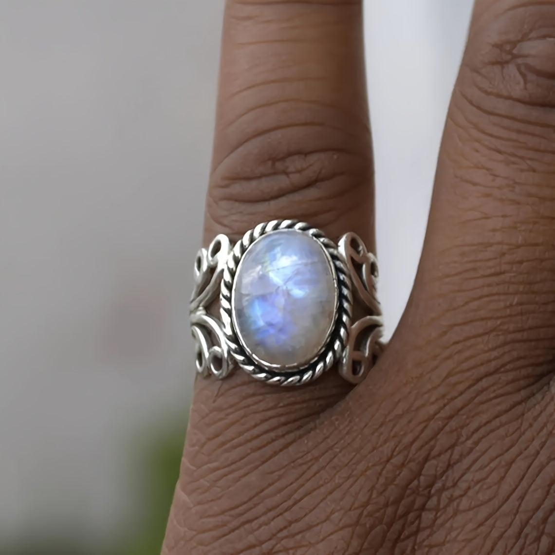 Vintage Moonstone Inlaid Ring