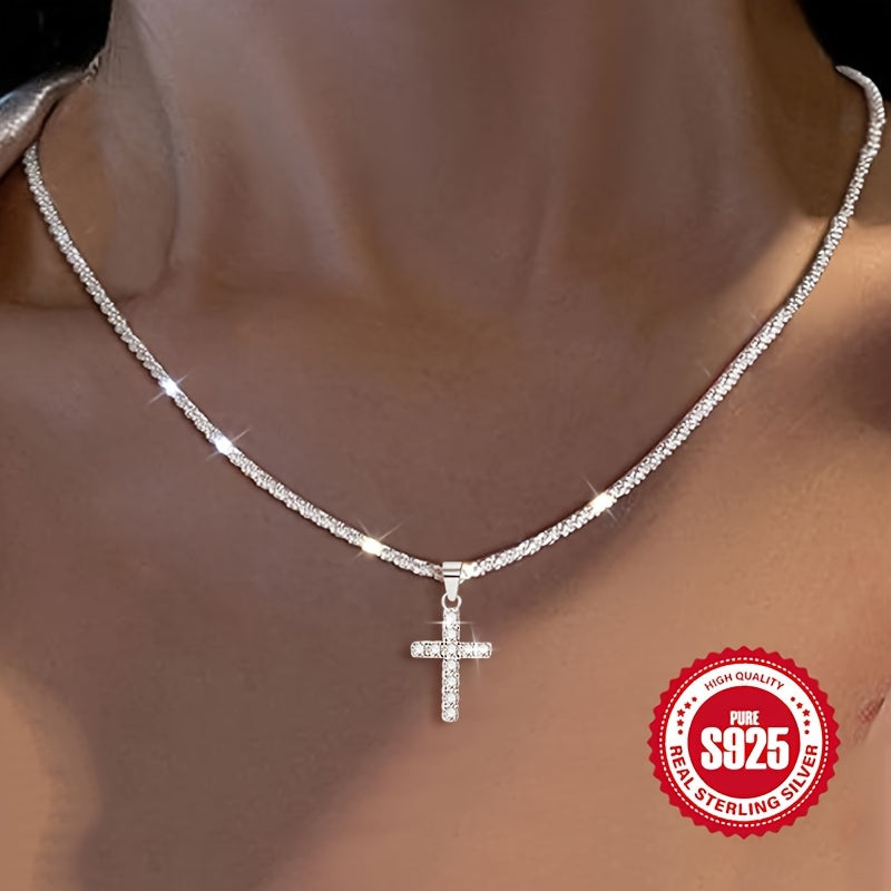 Hypoallergenic Sterling Silver Chain Necklace with Cross Pendant