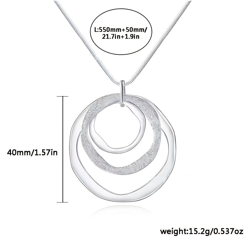 Silver Triple Ring Pendant Necklace: Stylish and Versatile Jewelry