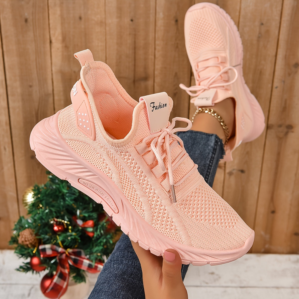 Lightweight Women's Knitted Sports Shoes - Low Top Breathable Sneakers