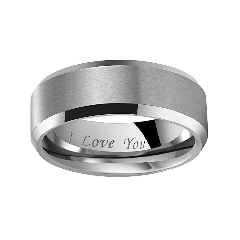 Men's Titanium Steel "I Love You" Ring