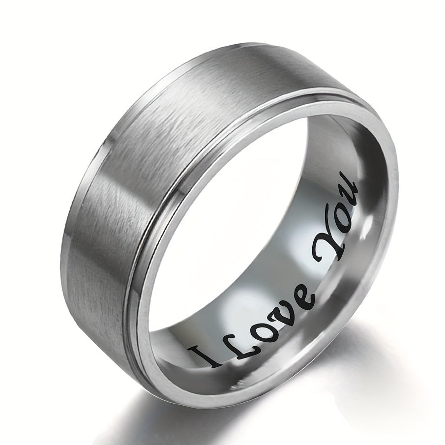 Men's Titanium Steel "I Love You" Ring