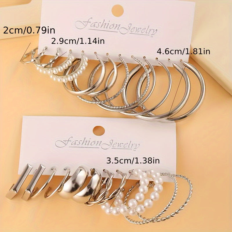 Set of 12 Pairs Earrings, Assorted Zinc Alloy Jewelry
