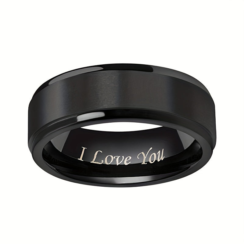 Men's Titanium Steel "I Love You" Ring