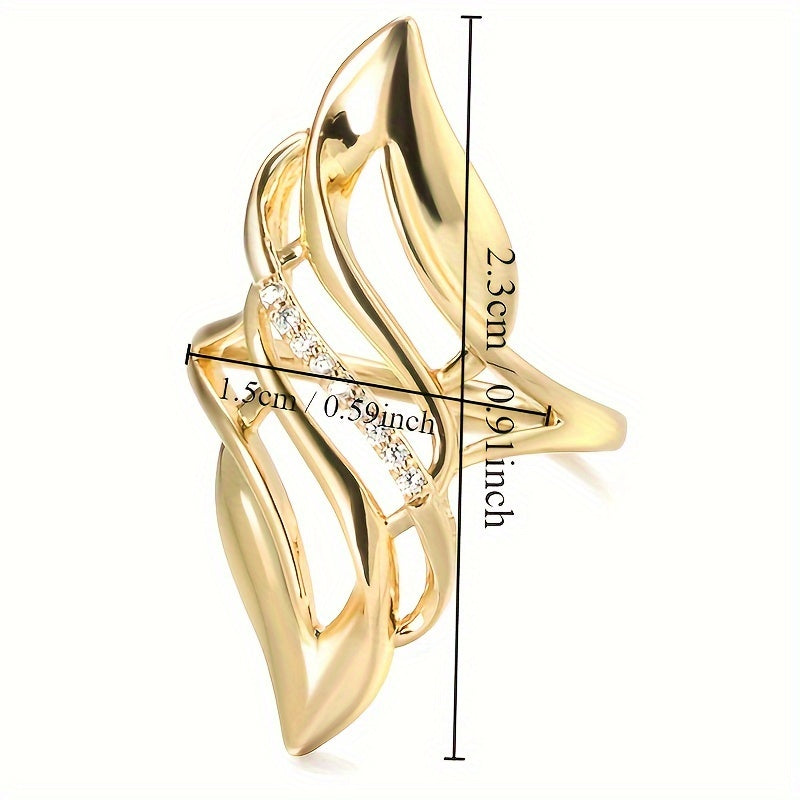 Sparkling Golden Zirconia Ring