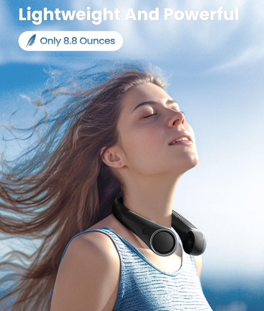 Bladeless Neck Fan – Wearable, Rechargeable, and Ultra-Cool for Summer Adventures!