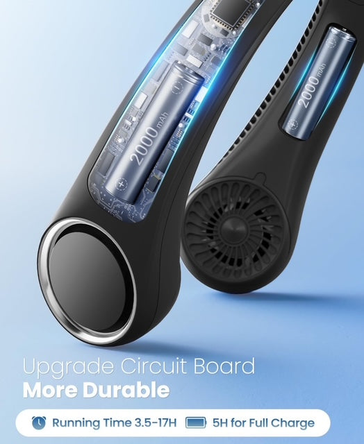 Bladeless Neck Fan – Wearable, Rechargeable, and Ultra-Cool for Summer Adventures!