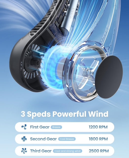 Bladeless Neck Fan – Wearable, Rechargeable, and Ultra-Cool for Summer Adventures!