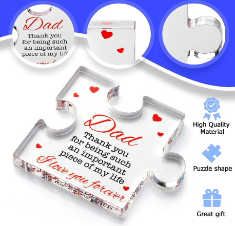 Heartfelt Engraved Acrylic Block Puzzle – Perfect Gift for Dad's Special Day
