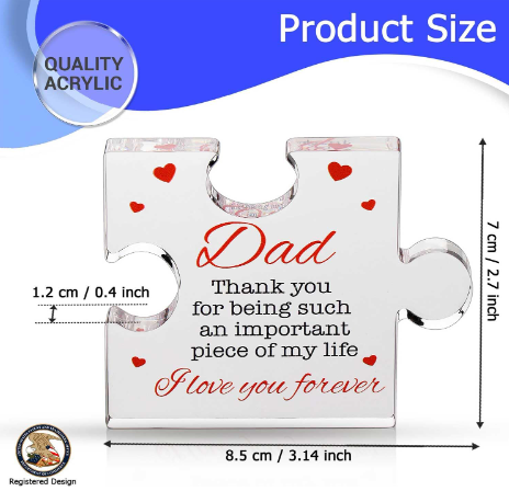 Heartfelt Engraved Acrylic Block Puzzle – Perfect Gift for Dad's Special Day