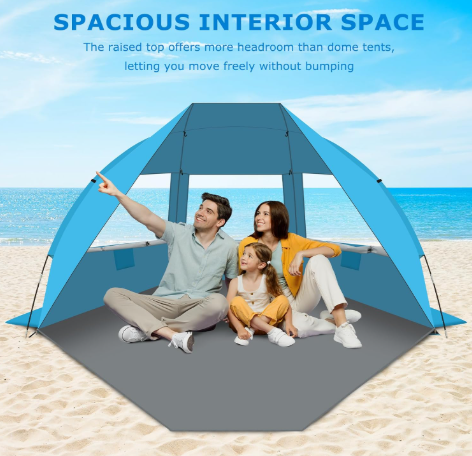 3-6 Person Beach Tent | UPF 50+ Sun Shelter with Sandbags & Easy Setup