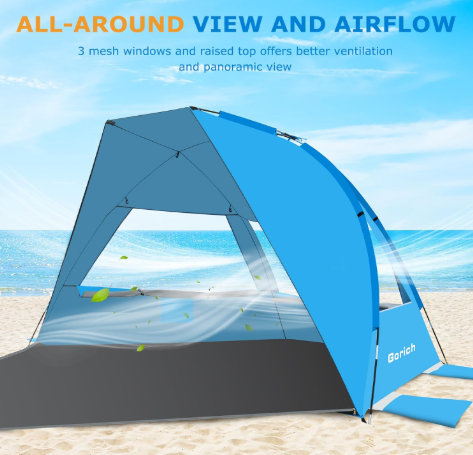 3-6 Person Beach Tent | UPF 50+ Sun Shelter with Sandbags & Easy Setup
