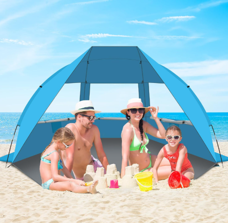 3-6 Person Beach Tent | UPF 50+ Sun Shelter with Sandbags & Easy Setup