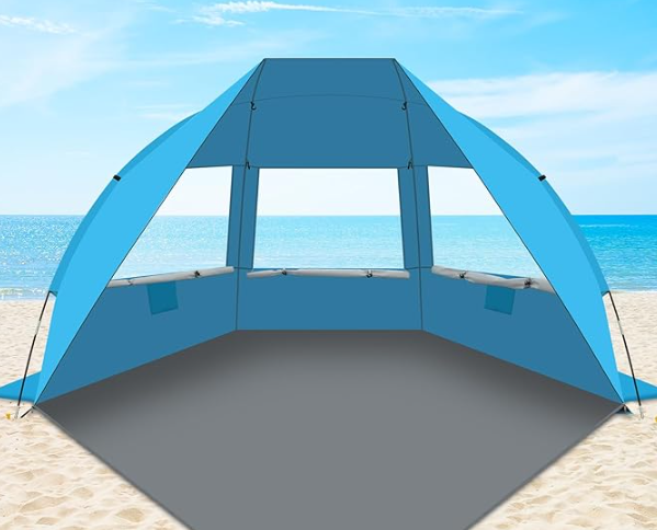 3-6 Person Beach Tent | UPF 50+ Sun Shelter with Sandbags & Easy Setup