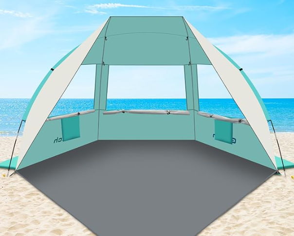 3-6 Person Beach Tent | UPF 50+ Sun Shelter with Sandbags & Easy Setup