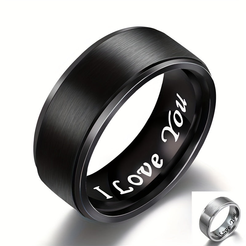 Men's Titanium Steel "I Love You" Ring