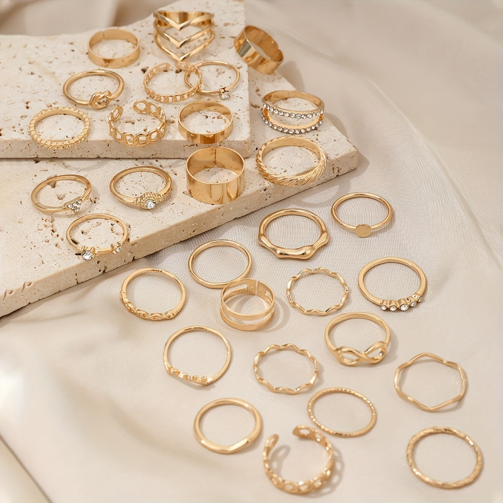Elegant Stacking Rings Set - 30pcs