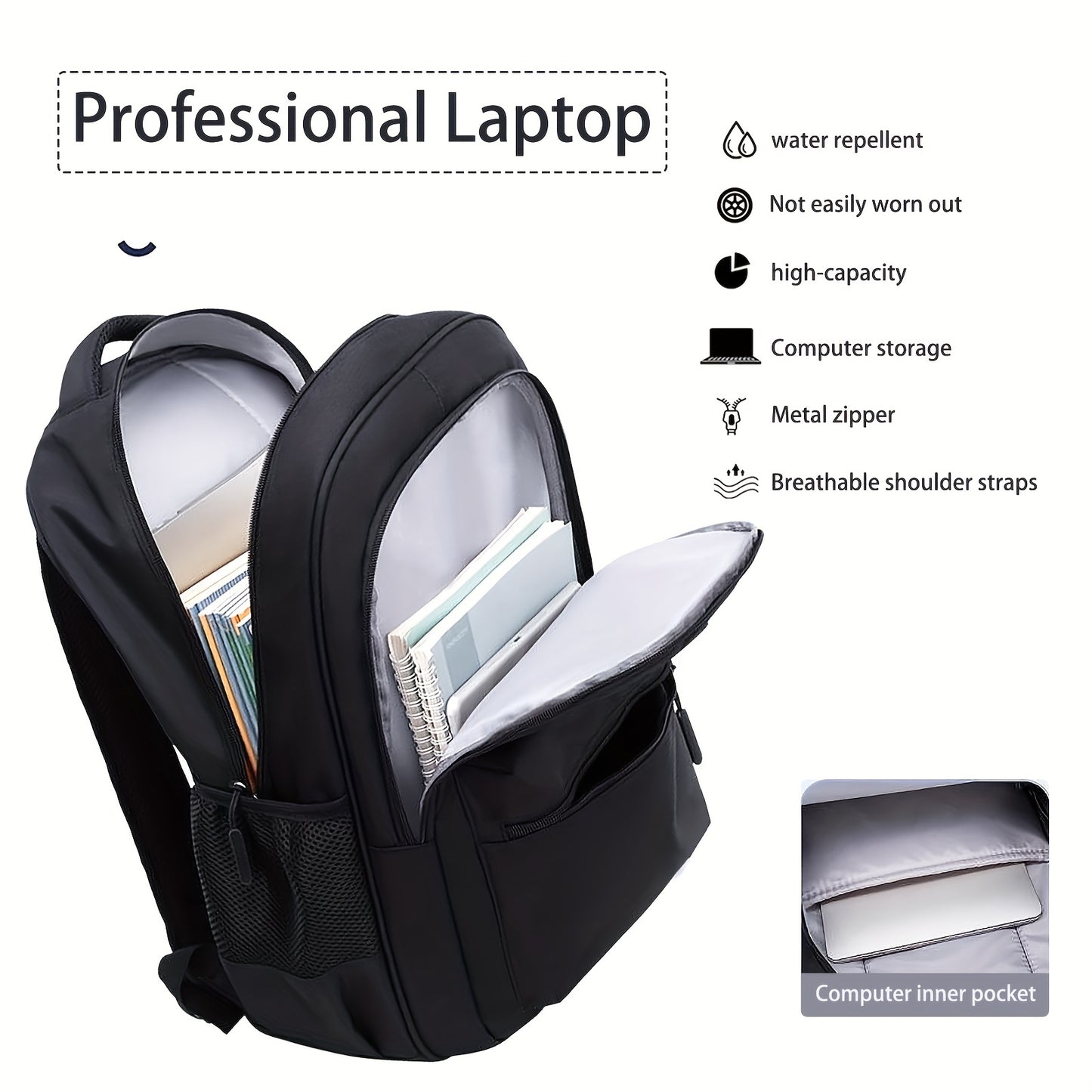 Waterproof Laptop Backpack with Large Capacity for Students