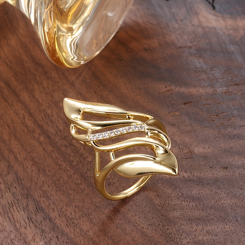 Sparkling Golden Zirconia Ring