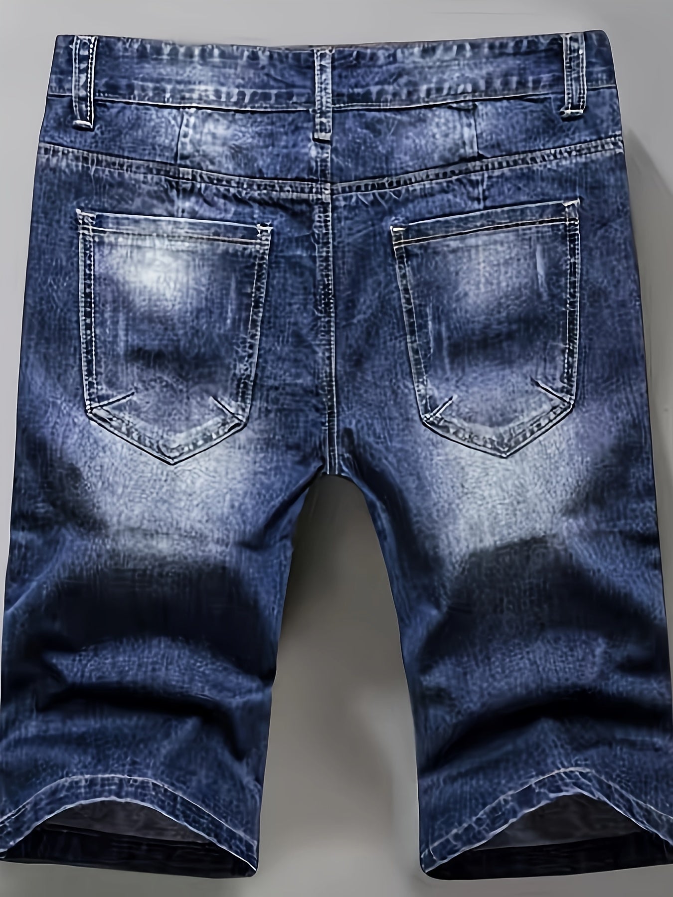 Men's Fashion Ripped Denim Straight Leg Casual Shorts