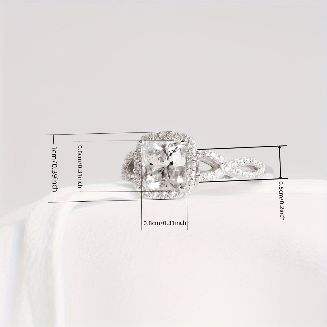 Elegant Silver-Plated Halo Promise Ring with Zirconia Stones