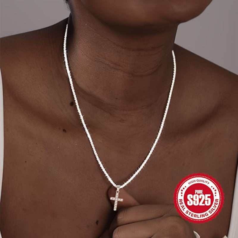 Hypoallergenic Sterling Silver Chain Necklace with Cross Pendant
