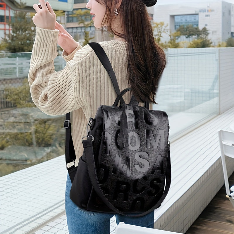 Women's Classic Letter Embossed Backpack