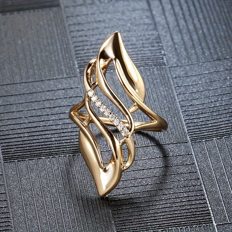 Sparkling Golden Zirconia Ring