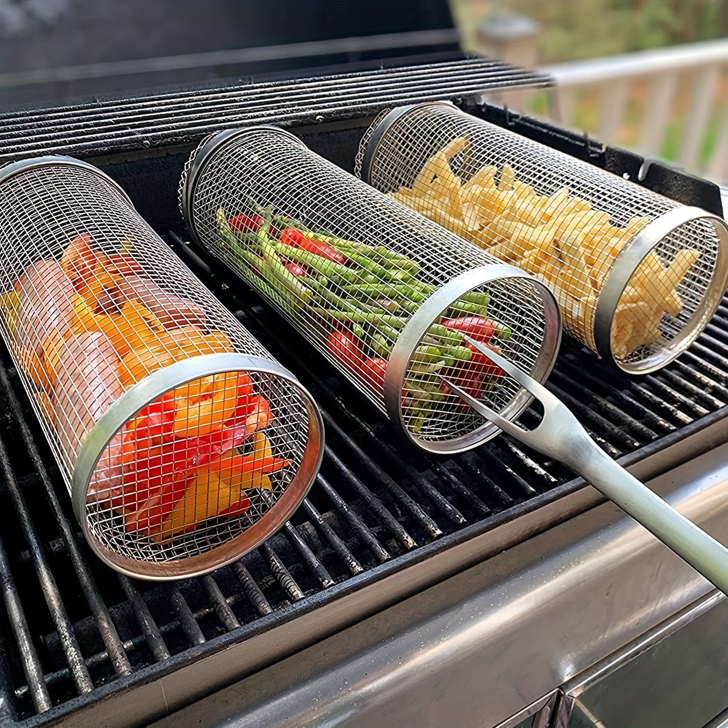 Stainless Steel BBQ Grill Basket for Outdoor Cooking