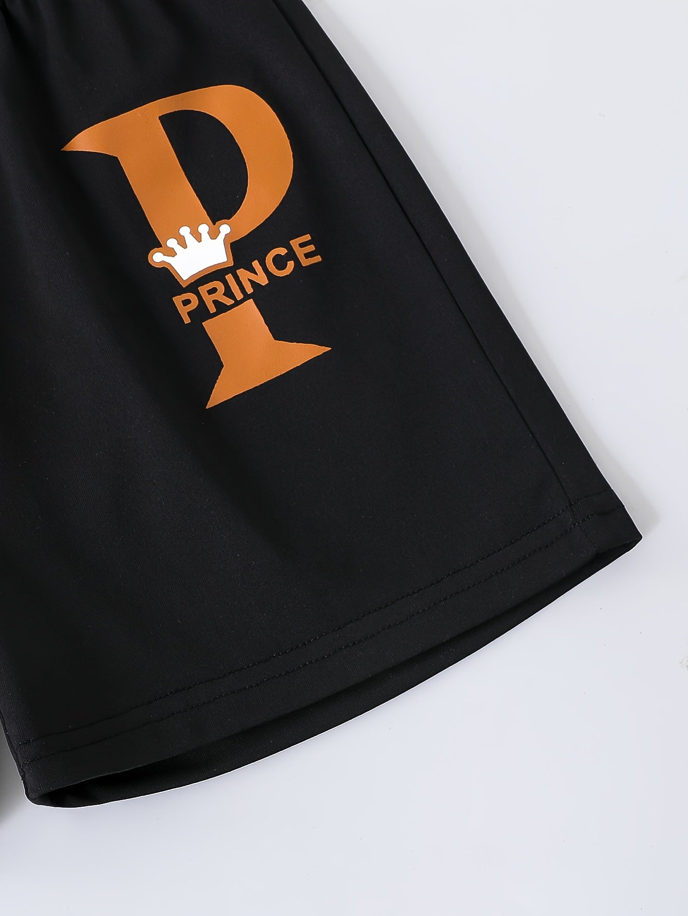 Boys Casual PRINCE Letter Graphic Print 2-Piece Short Sleeve T-shirt & Shorts Set